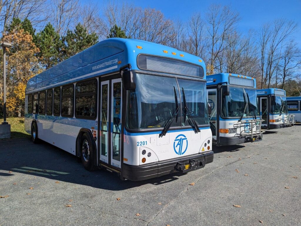 Electric busses lined up