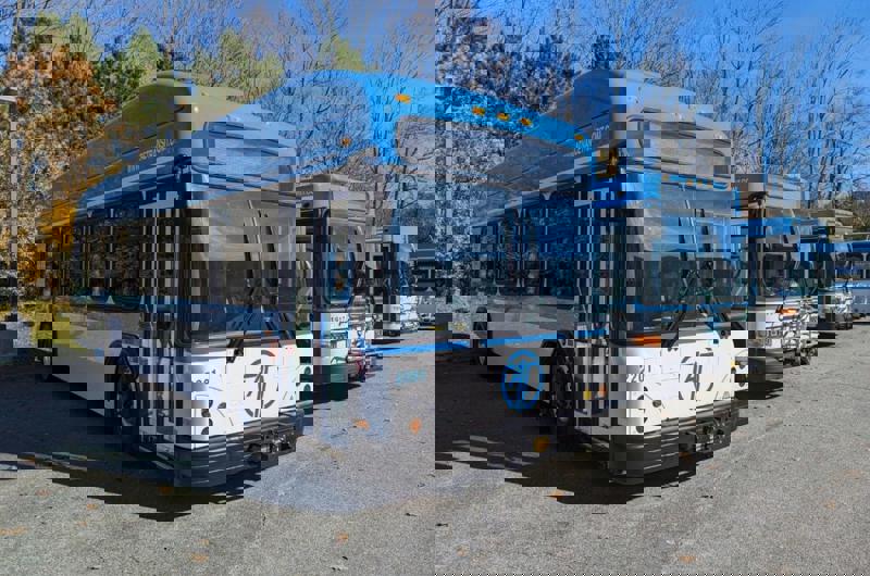 Electric busses lined up