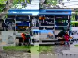 Family boarding bus