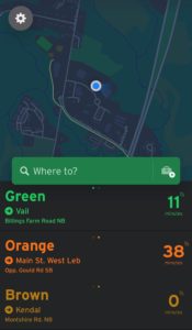 Screenshot of the home screen of the app, Transit  
